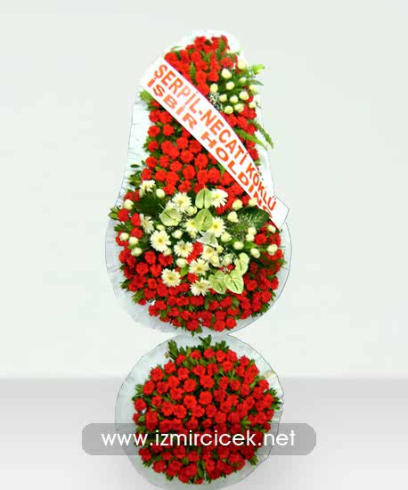 Çelenk Kırmızı Beyaz Özel İki Katlı