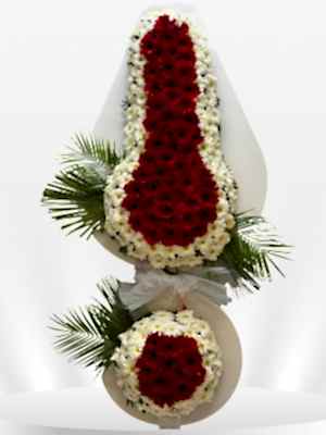 2 Katlı Kırmızı & Beyaz Çelenk