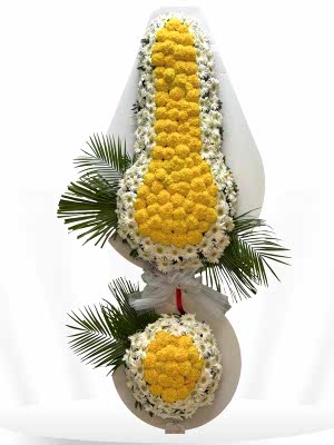 2 Katlı Sarı & Beyaz Çelenk