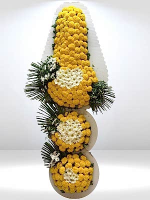 3 Katlı Sarı Çelenk