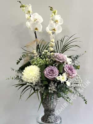 Kadehte Orkide & Lila Gül