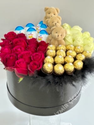 Large Kutuda Gül & Çikolata & Teddy