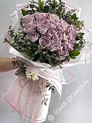 İthal 21 Lila Gül Buketi
