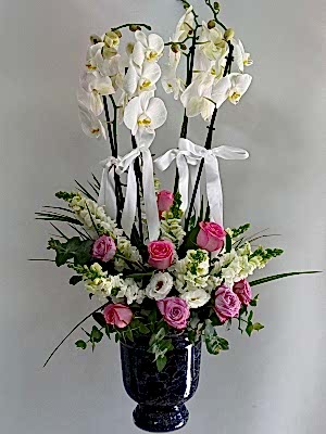 4 Dallı Orkide & Gül Tasarım Aranjman