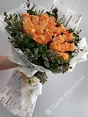 21 İthal Turuncu Gül Buketi