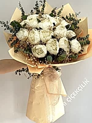 Yapay Beyaz Şakayık Buketi